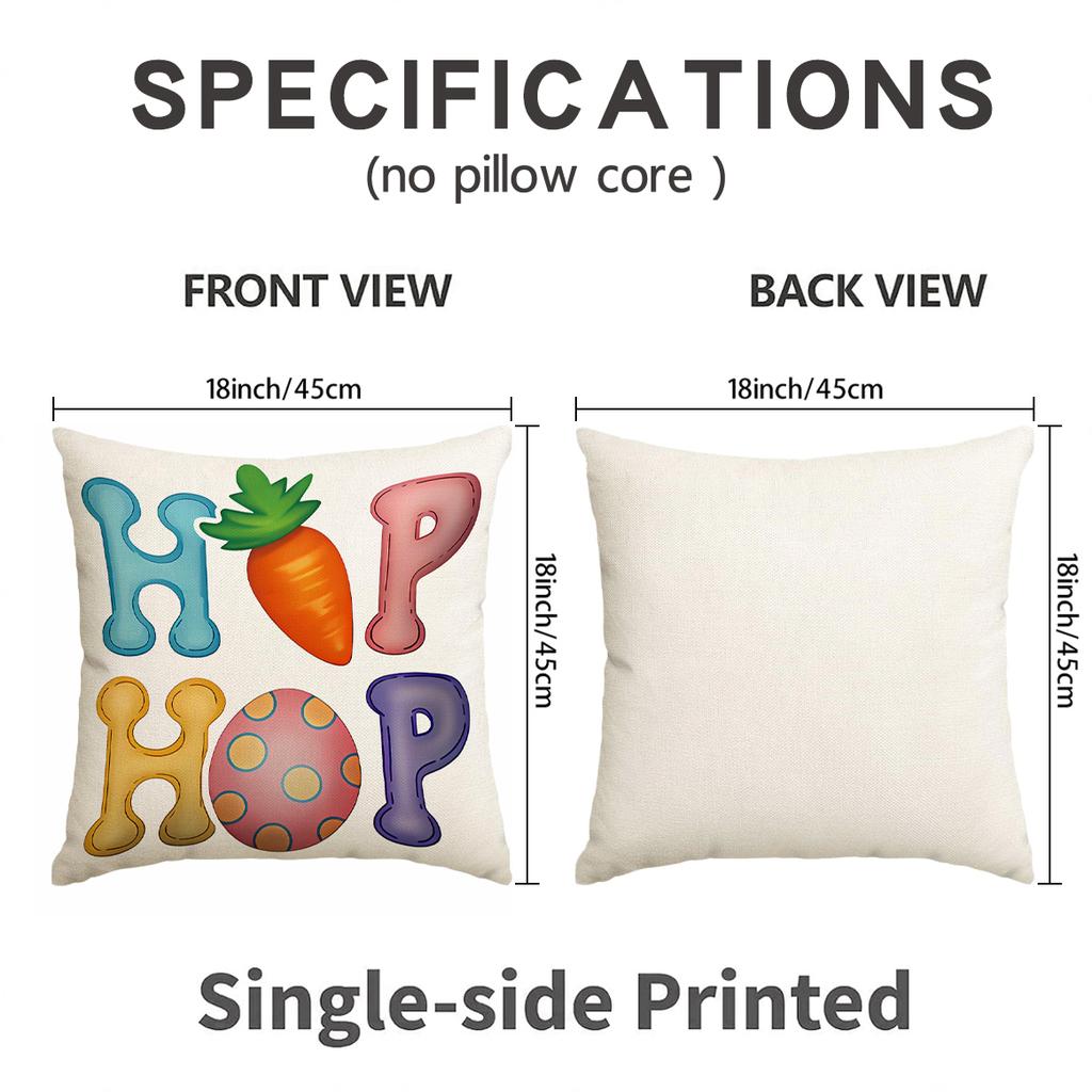 4Pcs Happy Easter Pillowcase, Watercolor Rabbit Easter Egg Dwarf Printed Pillowcase, Easter Party Decoration Sofa Cushion Cover