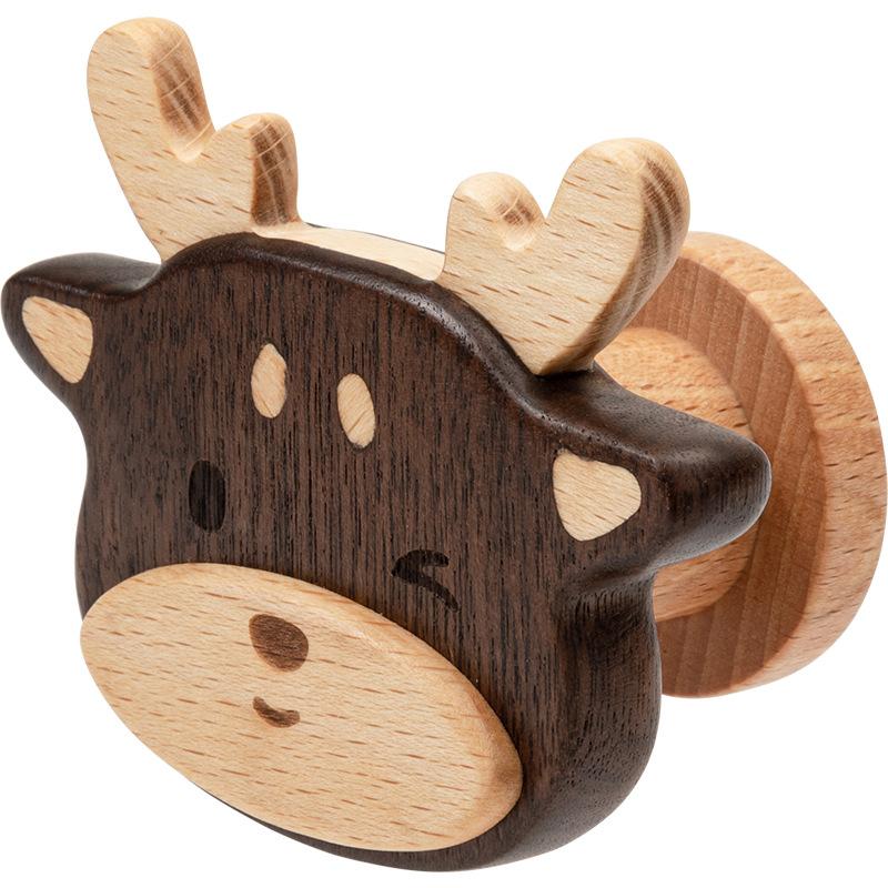 New Cartoon Walnut Wood Hook Beech Wooden Cute Animal Hook Wardrobe Hanger Children's Room Decora Hook Home Kitchen Accessories