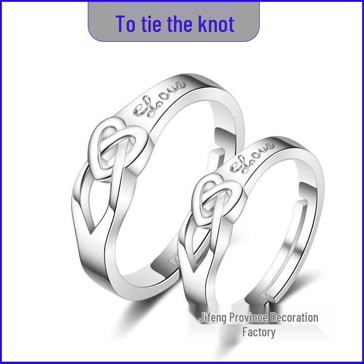 Adjustable Couple Rings: Korean Style White Gold Plated Valentine's Jewelry