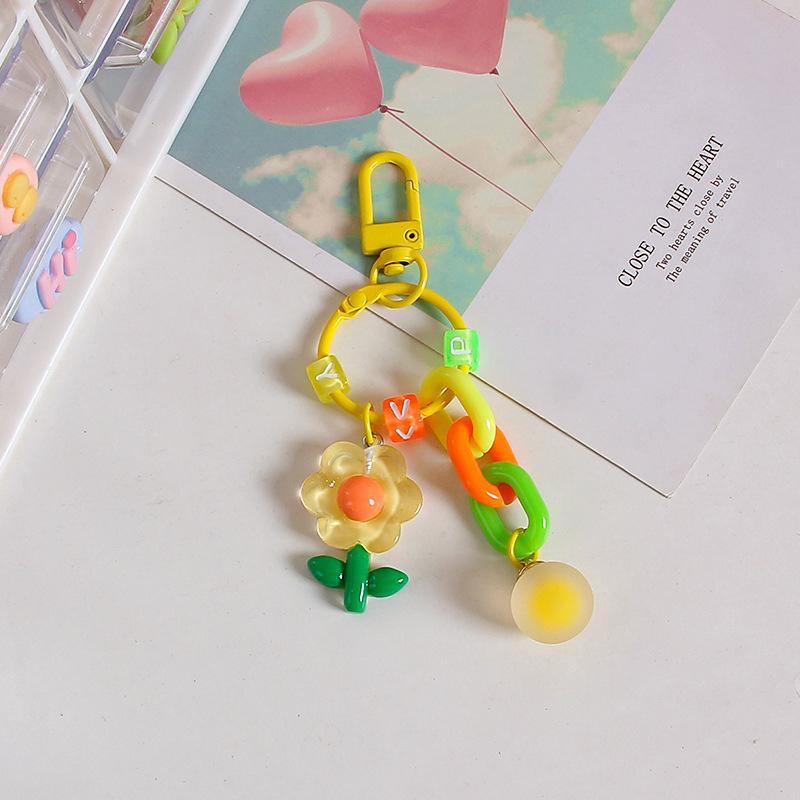 Ins Cute Tulip Keychain Color Ball Pendant Small Fresh Resin Car Key Chain Women'S Backpack Accessories Phone Case Charm Gift