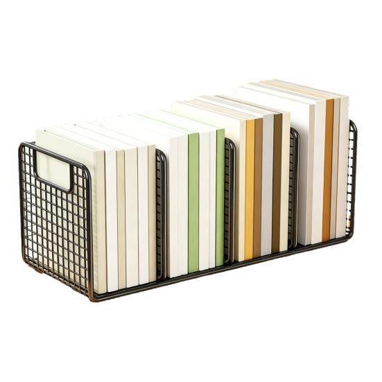 

Iron Bookshelf with 4-Grid Organizer Thick Iron Anti-Rust Durable Book Storage Rack for Office Documents Middle чорний