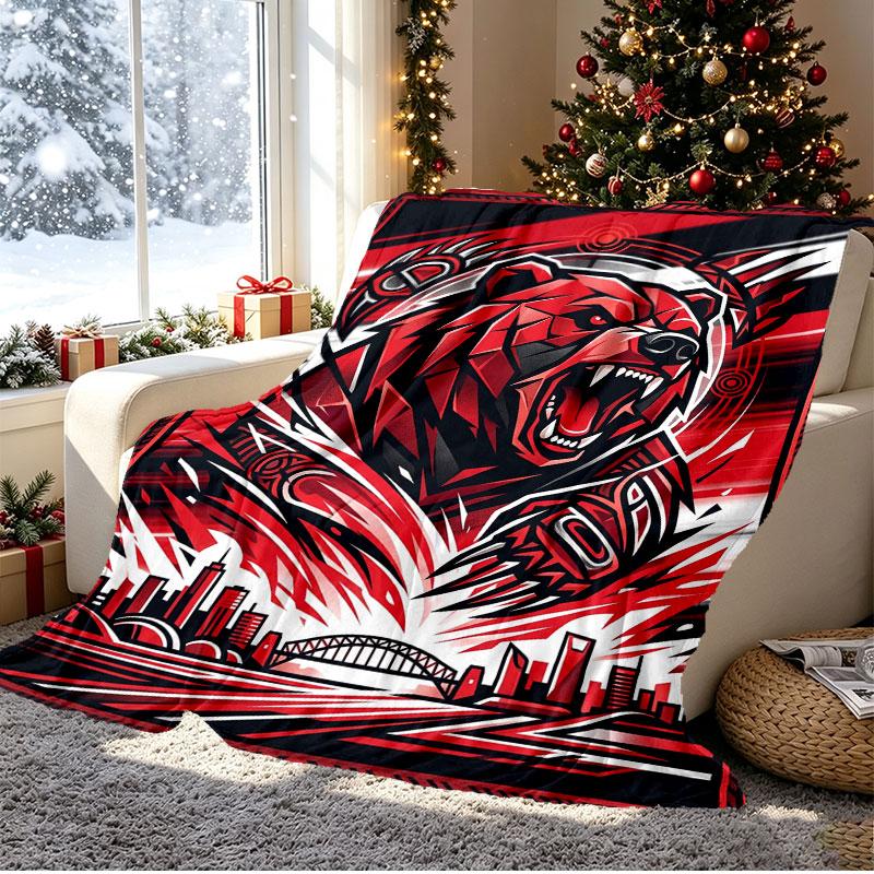 North Sydney Bears Pattern Blanket for Home Decoration, Bed, Sofa, Car Travel, Camping, Suitable for All Seasons, Birthday Christmas Gift