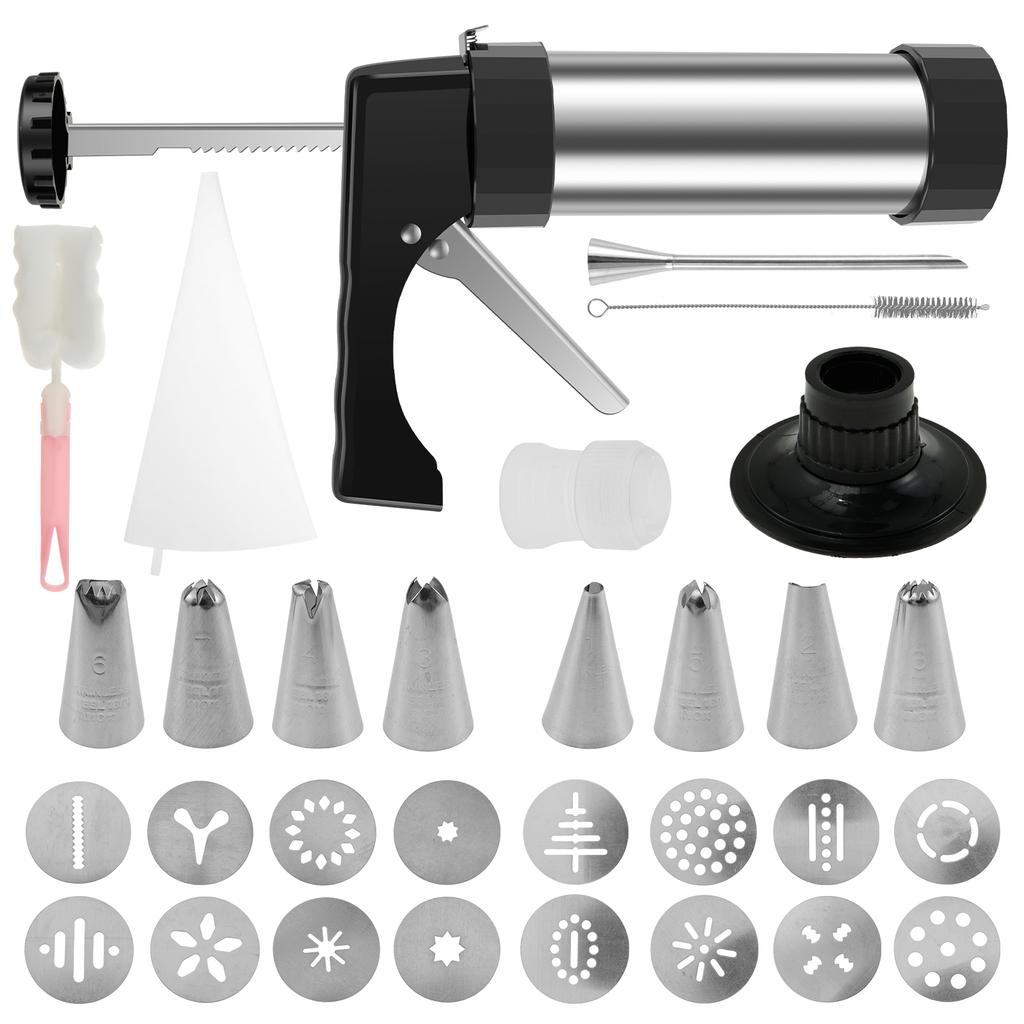 Churro Maker Machine Cookie Press Gun Kit Stainless Steel Cake Cream Decorating Gun Set DIY Biscuit Pastry Piping Nozzle Tools