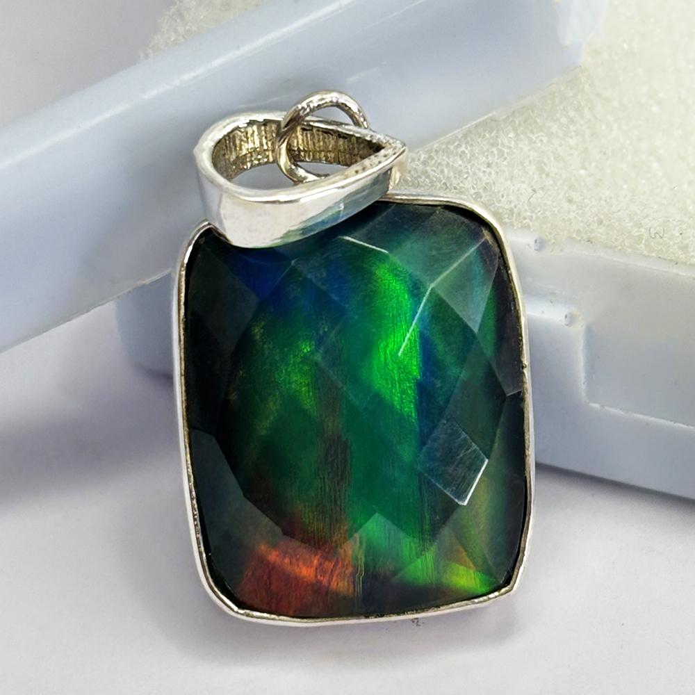 23 Ct Natural Opal Cushion Cut 925 Sterling Silver Certified Gemstone Necklace