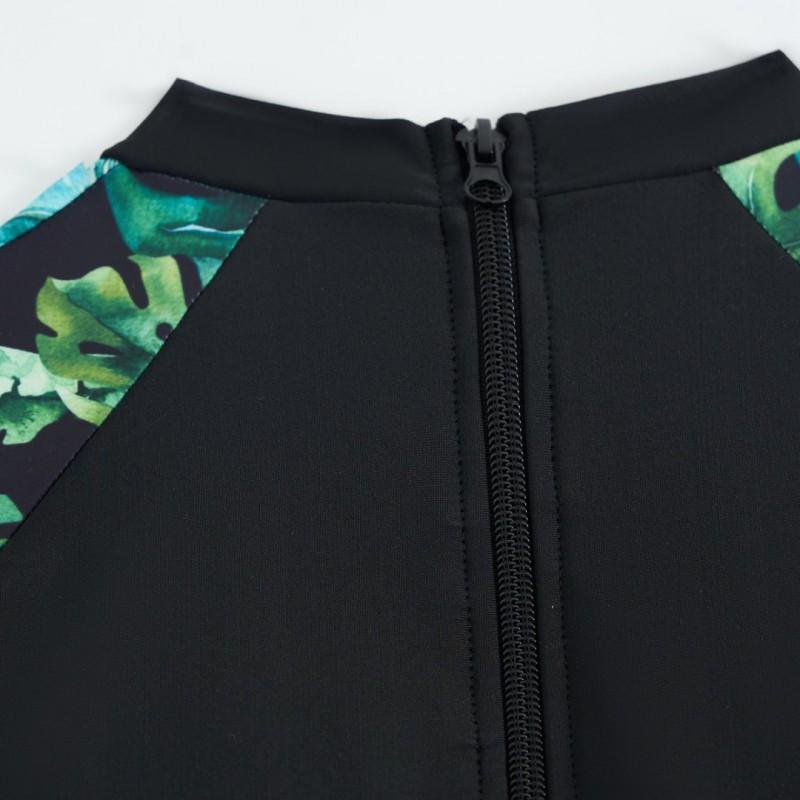 Body Shaping Long-sleeved Printed Round-neck Diving Suit One-piece Boxer Women's Sports Swimsuit