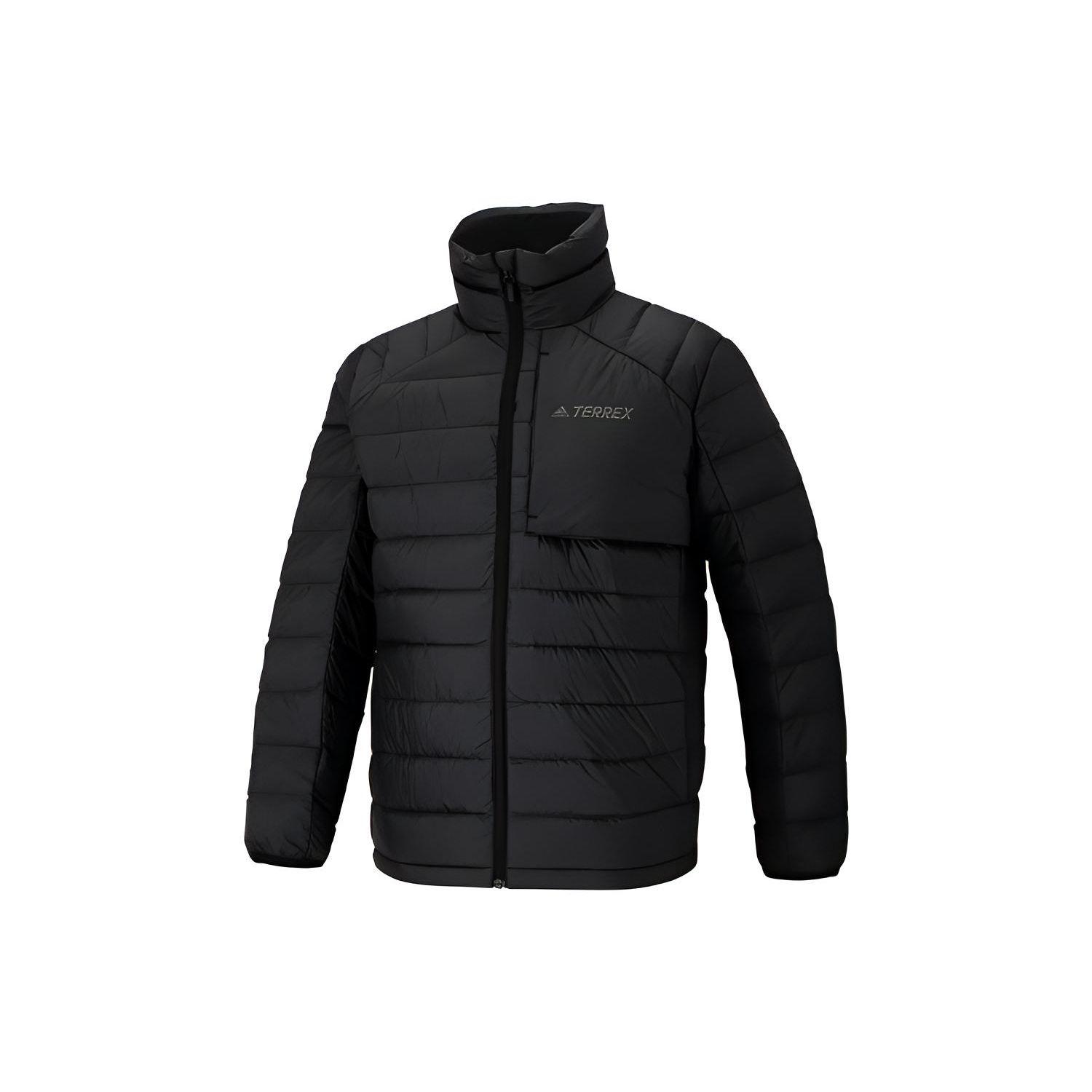 

Adidas Теплый спортивный однотонный пуховик с буквенным воротником и воротником-стойкой Мужская верхняя одежда Черный HE3686 S