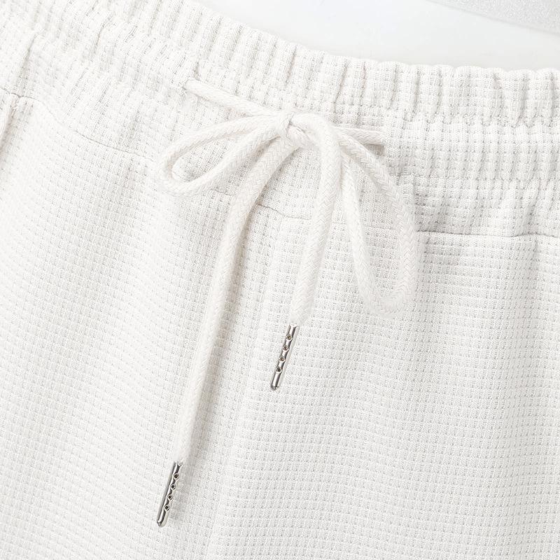 Autumn 2025 Men's Waffle Knit Long Sleeve Zip Cardigan & Turn-Down Collar Casual Sports Set