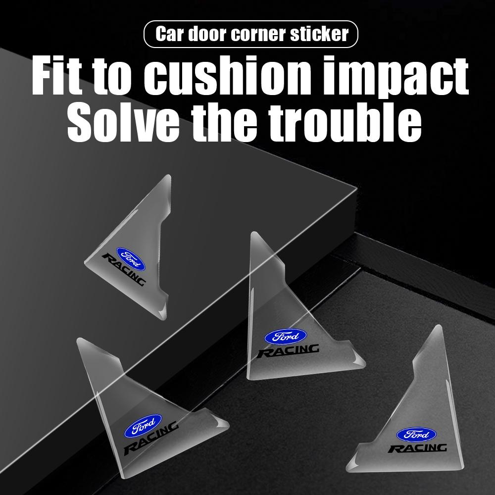 AKS1 2/4pcs Car Door Corner Silicone Protective Anti-Scratch Sticker For Ford Focus Transit Mondeo Fiest Fusion Mustang ST Racing Mk7