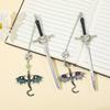 Sword-Shaped Weapon Model Metal Bookmark With Double-Winged Dragon Pendant Book Lovers Reading Accessories Birthday Gift