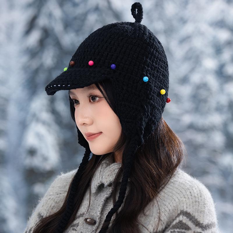 

Осенняя теплая шапка детская богемный головной убор универсальный для лица маленькая пуловер ретро One Size