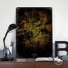 Hangzhou City Map Gold Metal Poster Customized Wall Art Retro Vintage Tinplate Signs for Man Cave Decoration Bedroom Decorations