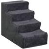 Portable 4-Step Dog Ladder, Removable Velvet Fabric and Wood, 60x35x44 cm, Dark Grey