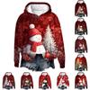 Women's Fashion Long Sleeve Christmas Print Loose Hooded Sweatshirt Top