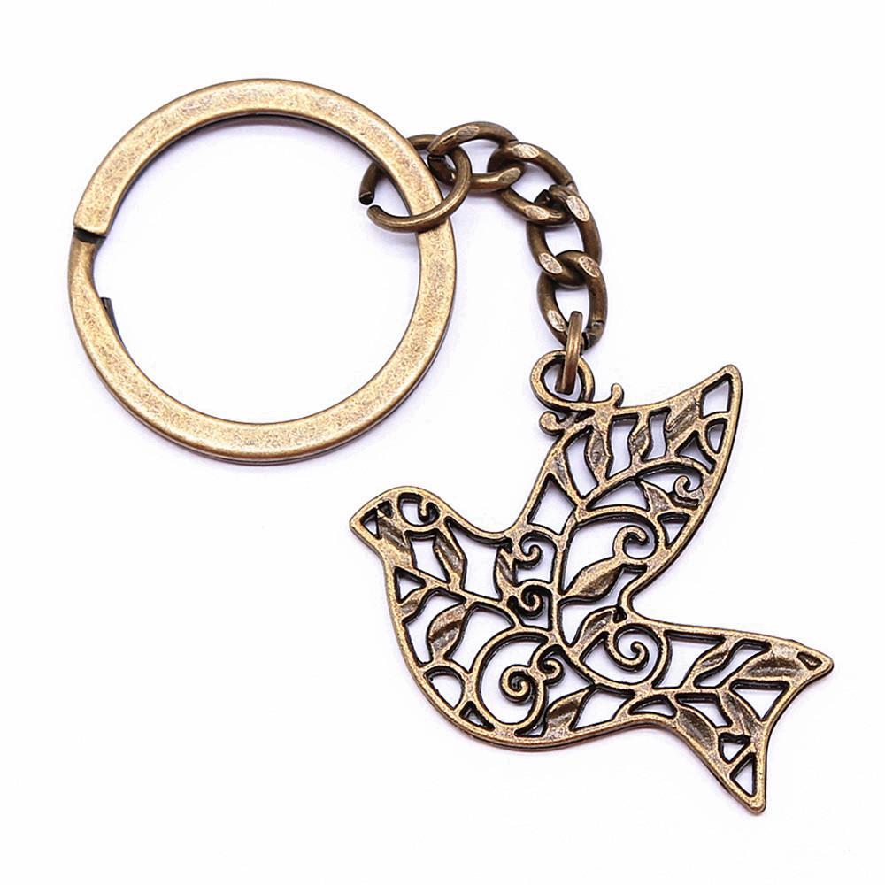 Pfauen Emaille Charms Eulen Schlüsselanhänger Vogel Anhänger Schlüsselring 28mm