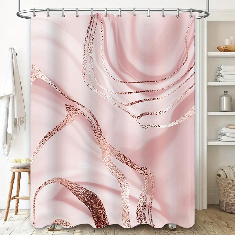 Pink Rose Gold Shower Curtain with Luxurious Modern Design for Bathroom Decor Waterproof Fabric, Easy Install, Various Sizes Ava