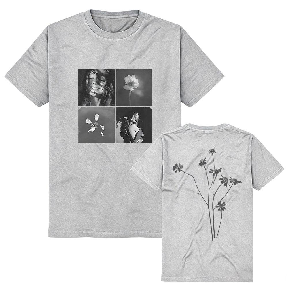 Bunny Petal Tile Photo T-Shirt Ariana Grande Singer Design Tshirts Short Sleeve Cotton Soft Tees Women Men Clothes Graphic Merch