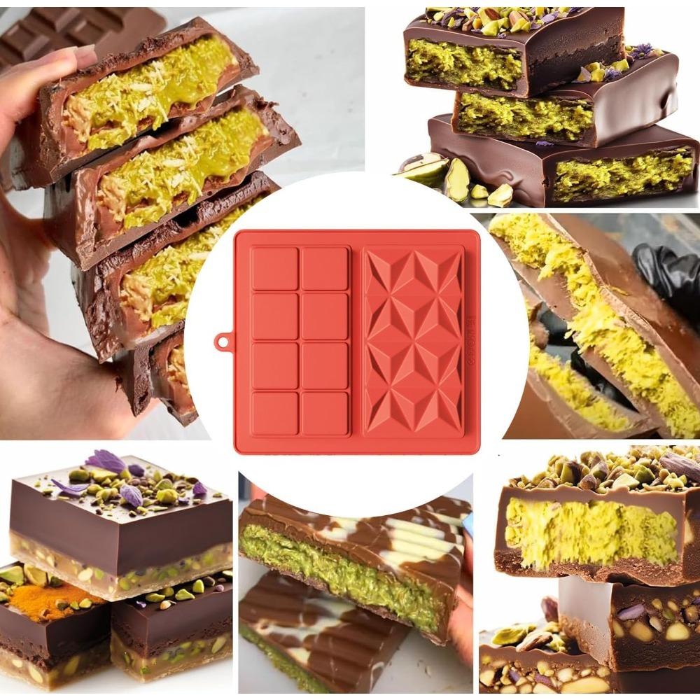 1Pcs Dubai Chocolate Mold Bar Pistachio Chocolate Bar Silicone Thick Mold for Filling Bars, Large Candy Bar Mold for Filling