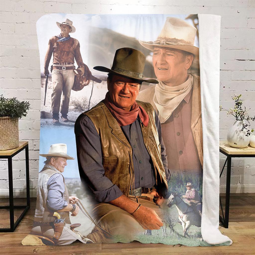John Wayne Western Cowboy Blanket Soft Comfortable All Seasons Perfect Sofa Office Nap Travel Festive Gift