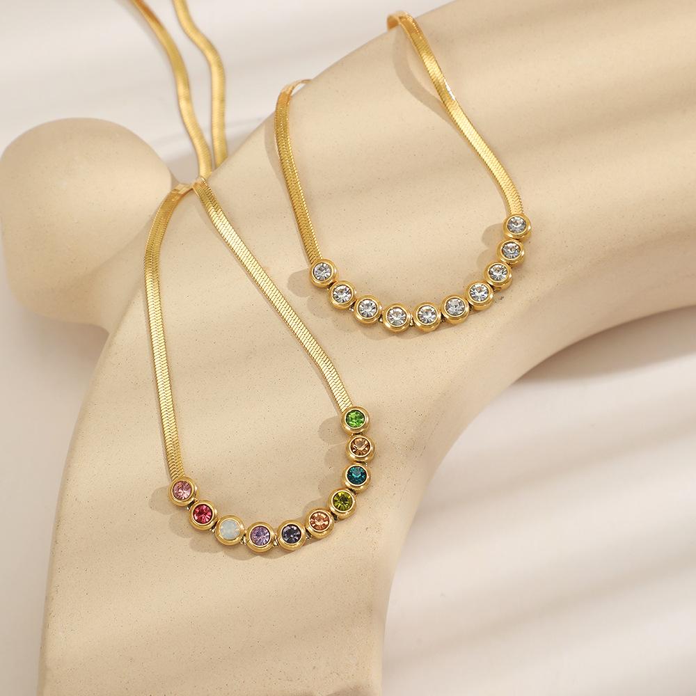 Elegant Colored Diamond Necklace Unique Gold Snake Chain For Women Stylish Jewelry Gift