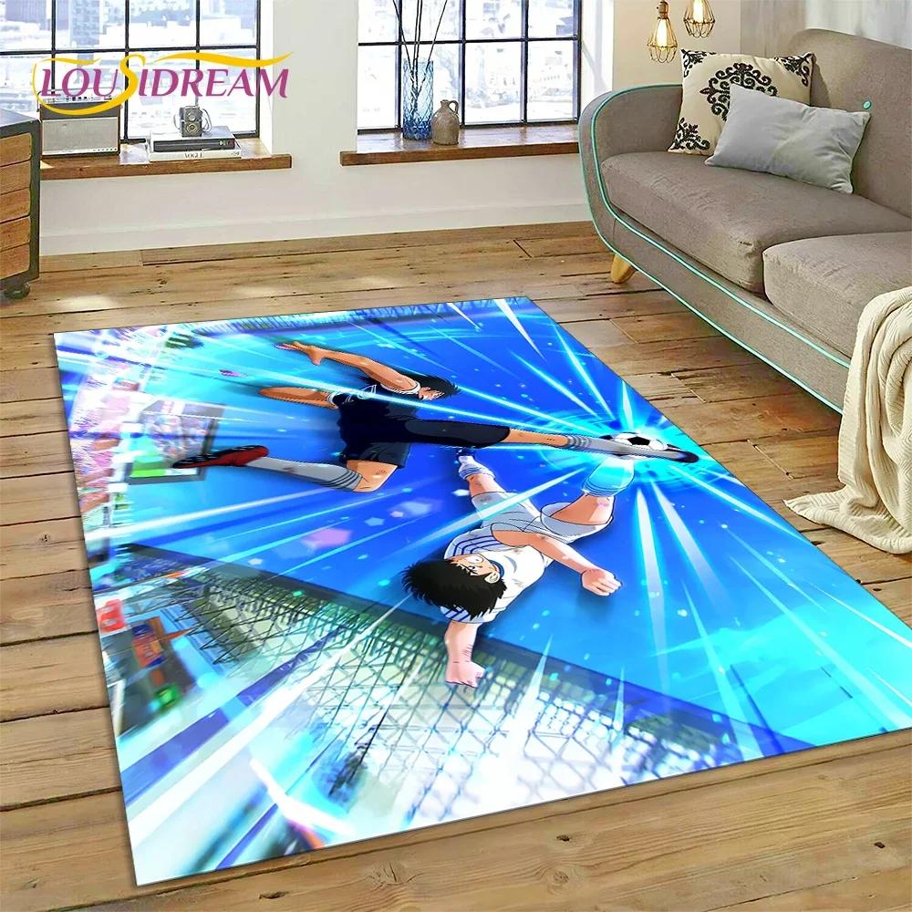 3D Cartoon Captain Tsubasa Fußballteppich für Schlafzimmer Wohnzimmer Heimsofa Dekoration, Kinderspiel Große Dekor Bodenmatte
