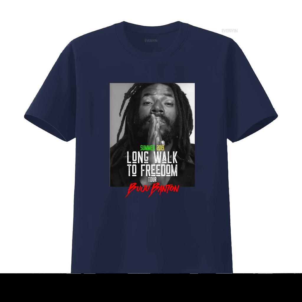 Buju Banton Long Walk To Freedom Tour 2019 Verão Camiseta Estilo Reggae vintage Lavada Estilosa roupas de designer Ligeiramente moda
