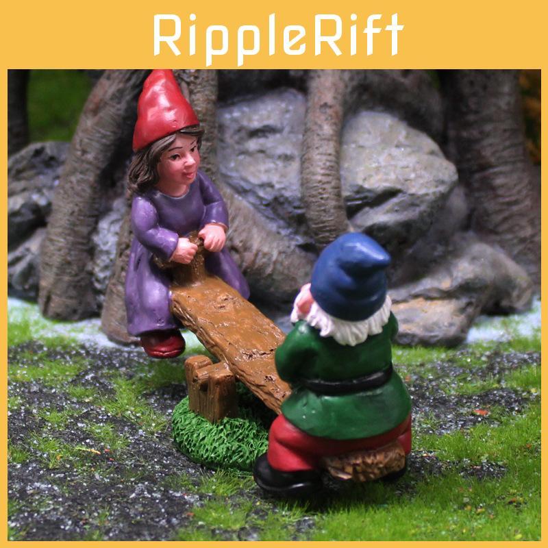 Dwarf Seesaw Micro Landscape Resin Figurine For Holiday Party Centerpiece