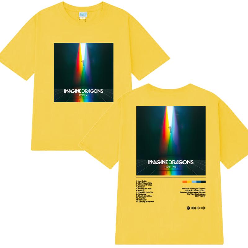 Imagine Dragons Evolve Album Double Sided print T shirt Men Women vintage Hip Hop streetwear Unisex Cotton short sleeve T-shirts