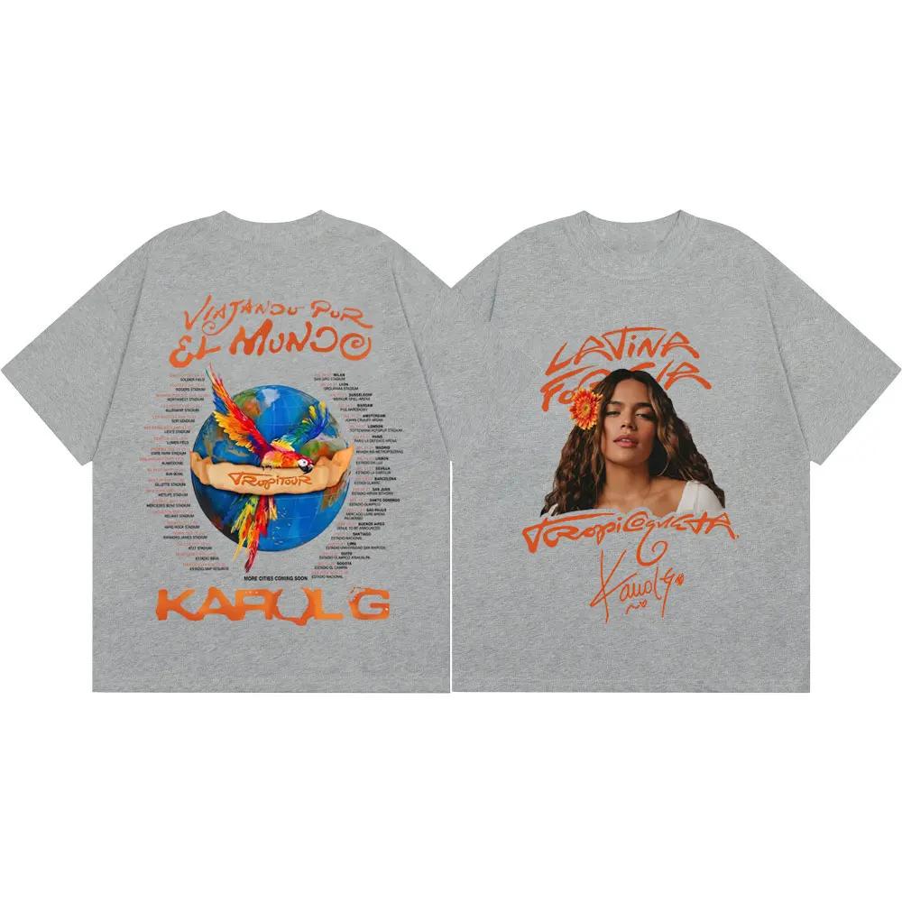 Sängerin Karol G Tropicoqueta Tour 2026 T-Shirt Herren Damen Harajuku Y2k Ästhetische T-Shirts Sommer Mode Lässiges Oversized T-Shirt