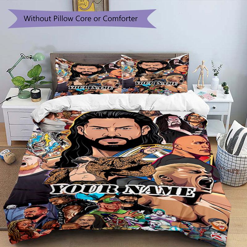 3PC Custom Name Legend Collage Bedding Set Printed Bedding Set Duvet Cover Closure Includes 1 Duvet Cover & 2 Pillowcases for All Seasons Bedroom