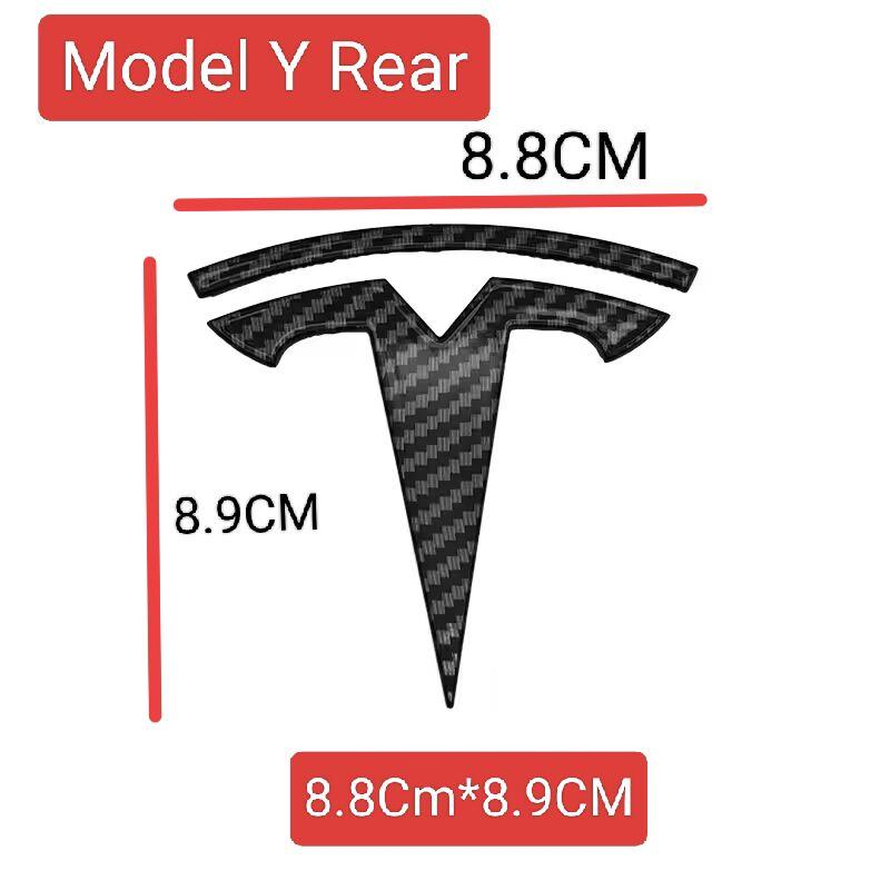 ABS Coverable Front Logo Rear Logo Steering Wheel Badge for Tesla Model 3 Y Carbon Fiber Label Car Accessories Personalization