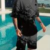 2025  New Men's Summer Leisure Sports Running Set Oversized Men's Refreshing Top Y2K Style Printed 3D Poker Pattern Fashion Set