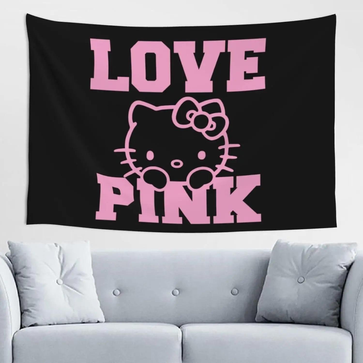 

Hello Kitty Graffiti Tapestry Kawaii Anime Girl Printed Tapestry Wall Hanging Cute Cartoon Style Fantasy Background Home Decorat 74x94cm(29x37in)