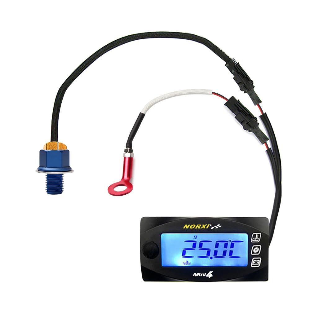 NORXI Multifunctional Motorcycle Digital Meter Mini4 between 4 Cylinder Head Engine Temperature Oil Temperature Low Temperature Warning Easy Highly