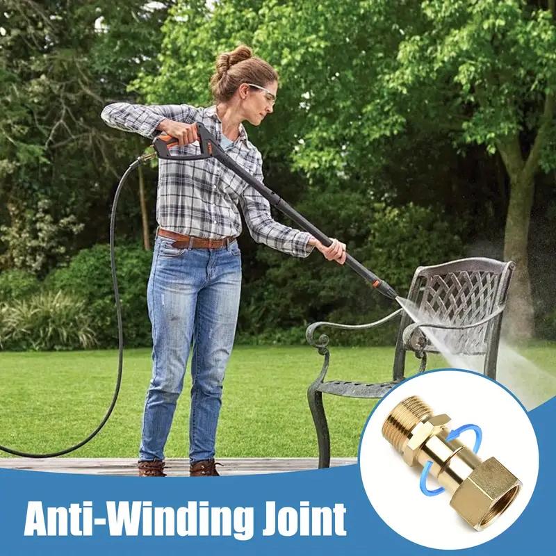 Pressure Washer Swivel Fitting M22-14mm 5000 PSI Brass Quick Connect 360-Degree Rotation for Power Washers
