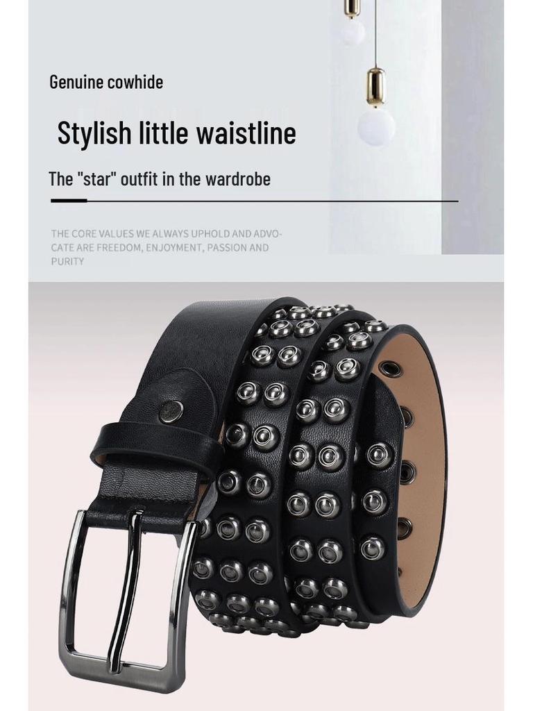 Pasek unisex w stylu punkowym z prawdziwej skóry