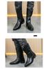 Stivali da Cowboy Western in Pelle Retrò da Uomo, Punta Acuta, Taglia Grande, Tacco in Legno, Stile Cavaliere.