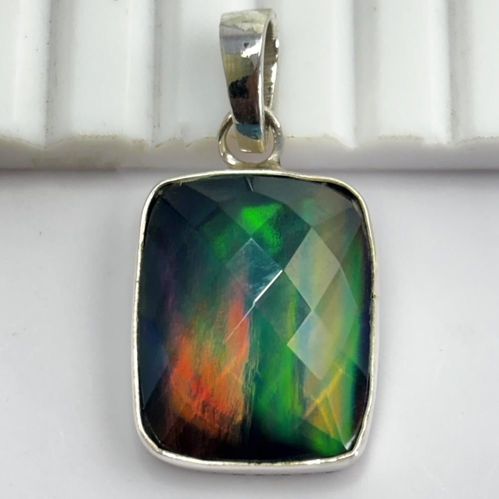 23 Ct Natural Opal Cushion Cut 925 Sterling Silver Certified Gemstone Necklace