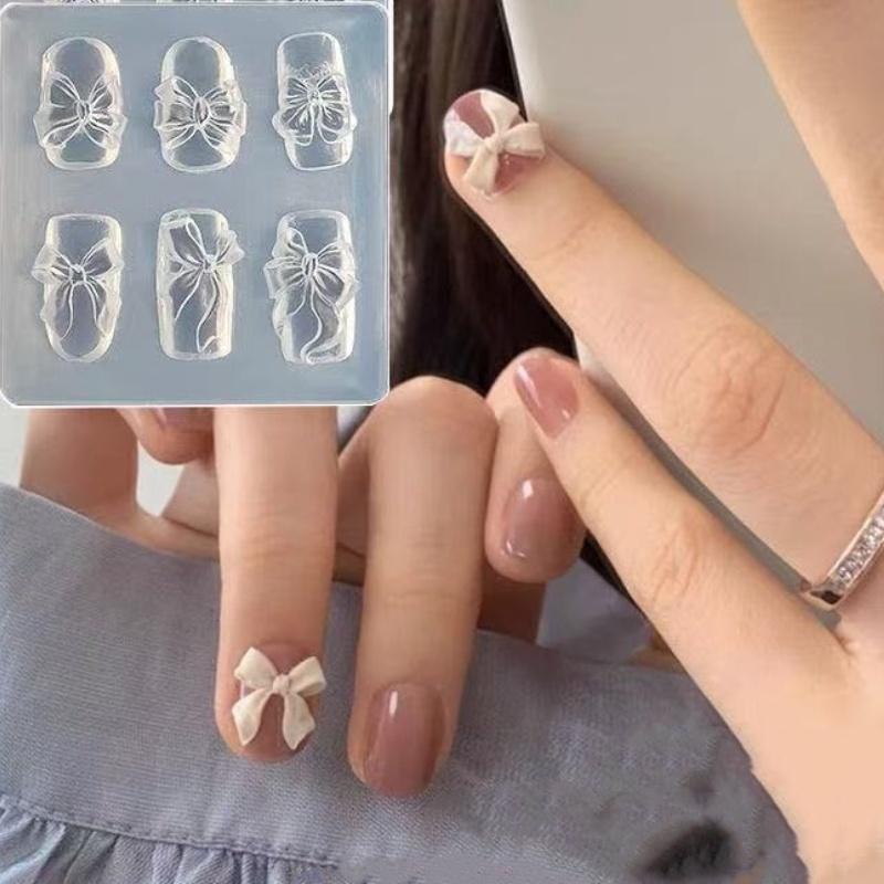 3D Silicone Nail Mold Flower Bow Butterfly Nails Templates Transparent Mold Diy Nail Art Decor Stamping Plates Manicure Tools
