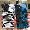 Camouflage Blue For Samsung Galaxy A15 5G 54 4G 51 50 24 35 90 71 12 51 53 52S 80 22 34 Black Tempered Glass Phone Case