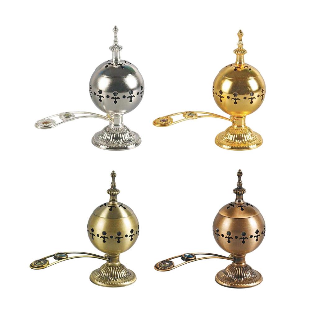 Metal Incense Burner Ornament Antique Style Censer for Desktop Living Room Yoga Bedroom Decoration