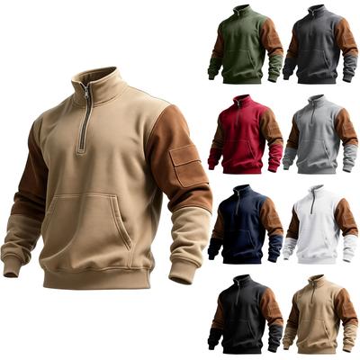Men's Colorblock Half Zipper Sweatshirt Men's Sports Large Size Casual Sweatshirt