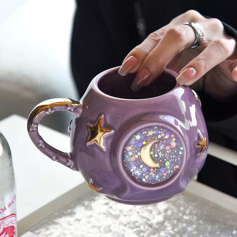 Ceramic Starry Sky Cup Sparkling Cup High Precision Colorful Star Creative Birthday Gift Mug Souvenir Water Cup