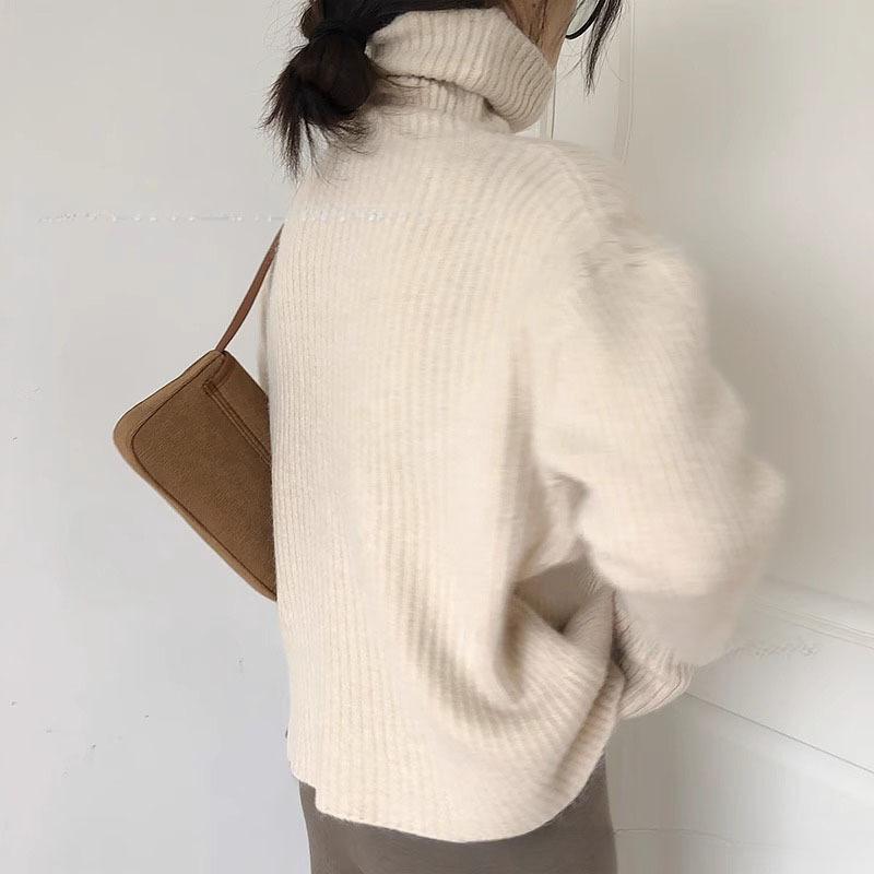 Volný Líný Vítr Jednoduchý Svetr Dámský Podzimní a Zimní Retro Pletenina