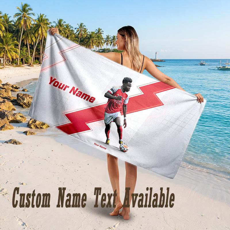 Bukayo Saka Design Beach Towel Custom Text Large Towel for Beach Vacation