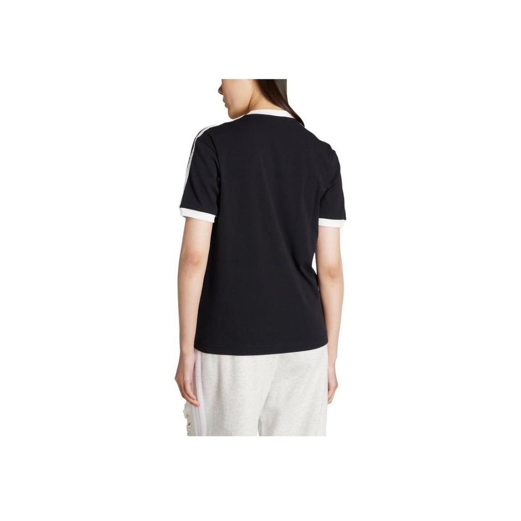 adidas Originals Ruffle Fashion Versatile Sports Striped Short Sleeve Regular T-Shirt Women Tops KC8819