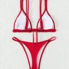 New Bikini Solid Color Triangle Cup Backless Sexy Bikini Swimsuit for Women