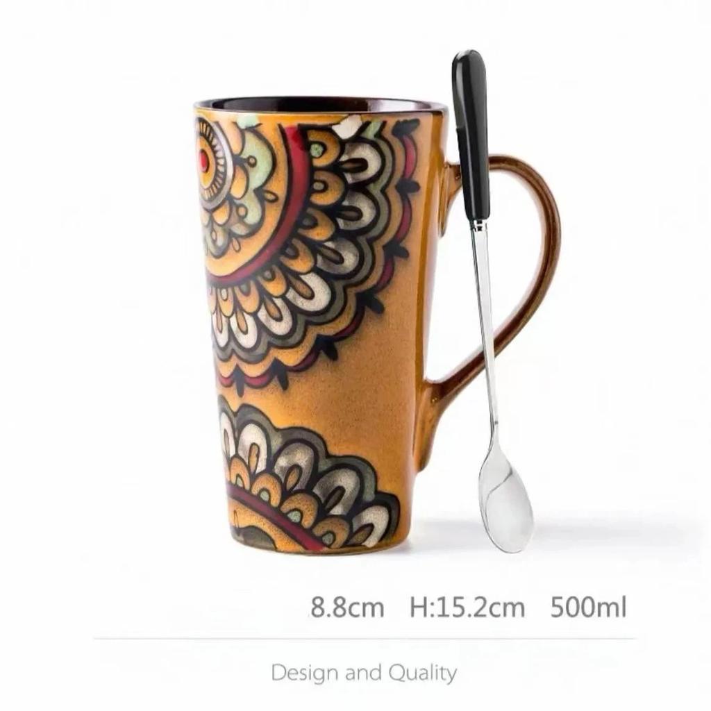 Nordic Style Large Ceramic Mug with Spoon and Lid – Creative & Personalized Coffee Cup