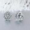 Full Bling Iced Out Flower Earrings for Female Gold Color/Silver Color Crystal CZ Ear Piercing Earrings Wedding Jewelry