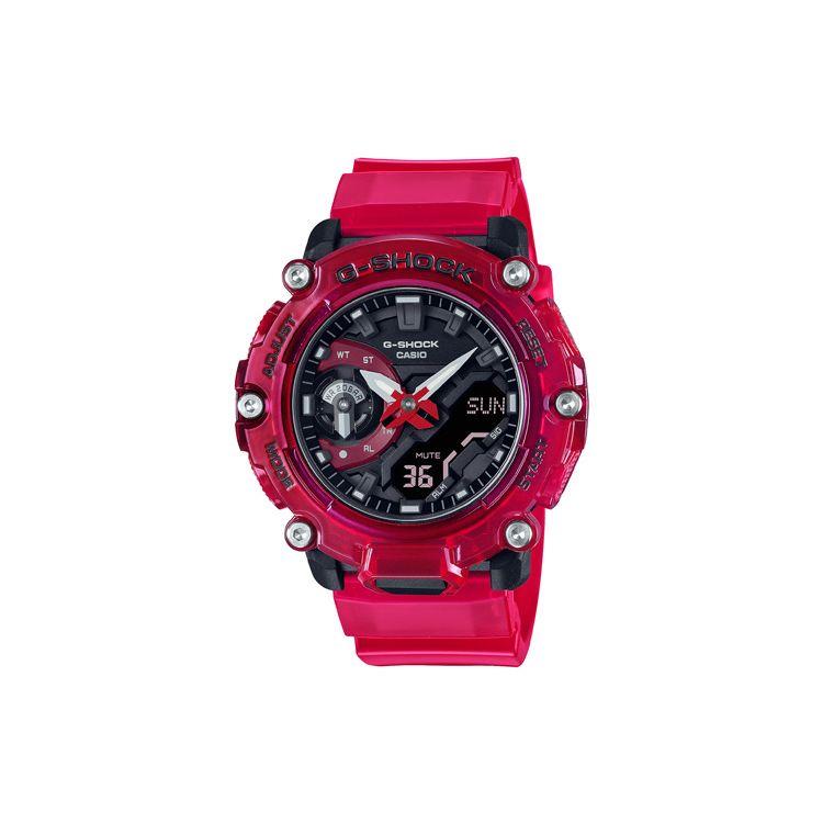 

Casio G-Shock Sound Wave Series Transparent Waterproof Quartz Watch Resin Strap Men watches Black GA-2200SKL-4APR Regular Watch Box,Semi-Transparent Red
