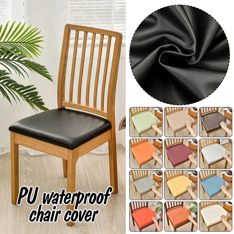1pc Waterproof Pu Chair Cushion Cover For Kitchen Dining Room Leather Seat Cover Dining Room Chair Seat Cushion Cover